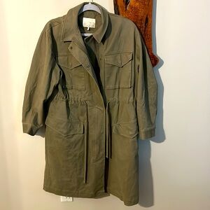 Oak +Fort size small olive green jacket long midi